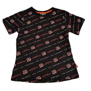 Cincinnati Bengals NFL All Over Print Kids T Shirt 14 16 Black Orange Boys Girls